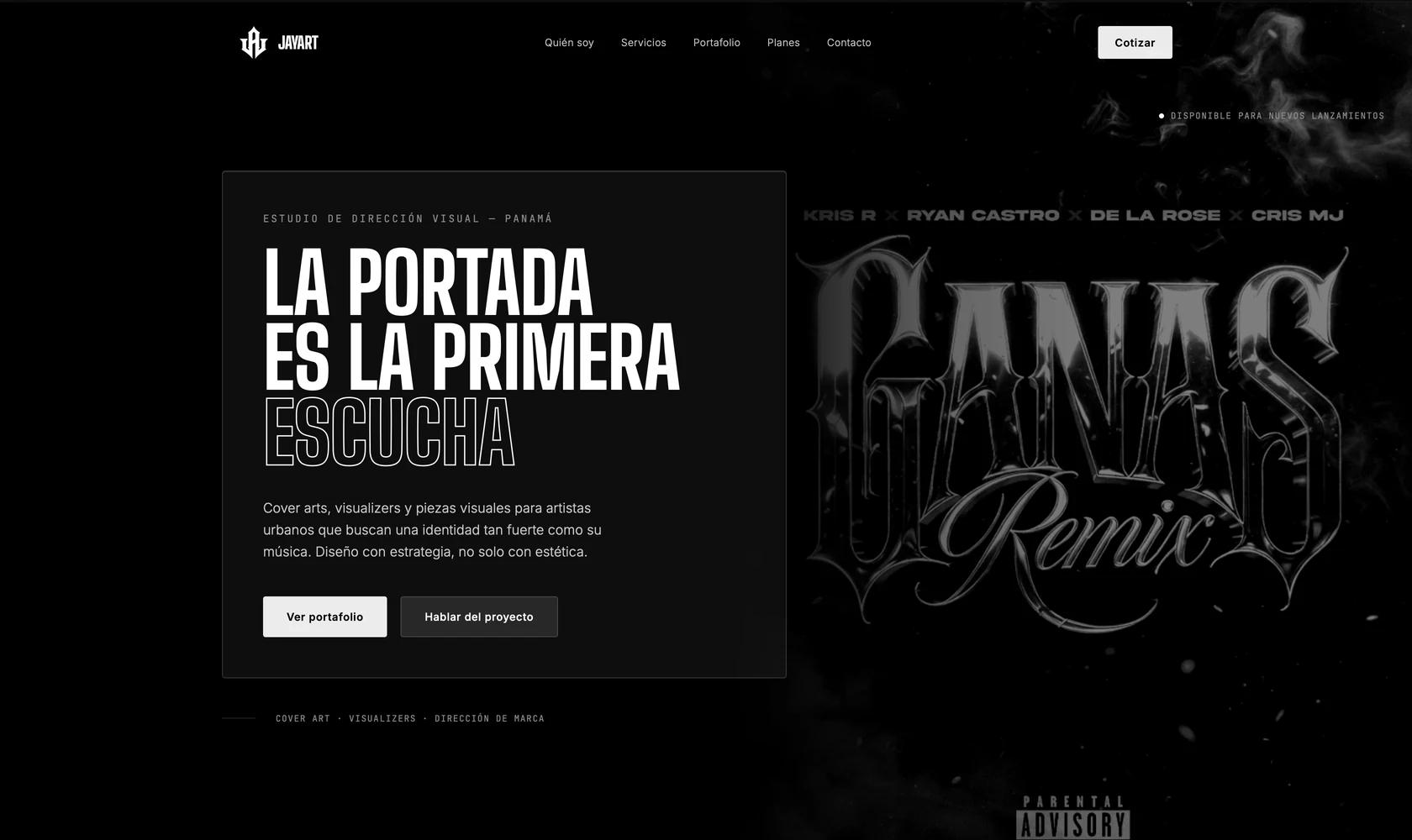 Captura del sitio web de Jay Art